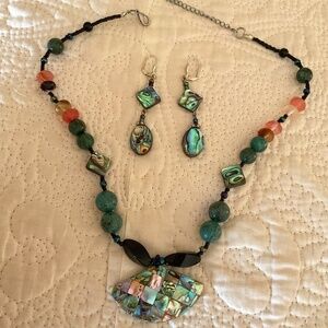 ABALONE SHELL HAND MADE necklace/earrings Set